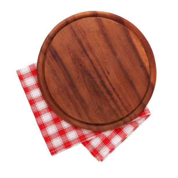 istock Pizza board, napkin isolated. Top view mockup 872831806