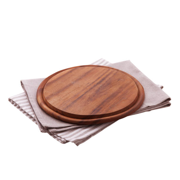 istock Pizza board, napkin isolated. Top view mockup 872831808