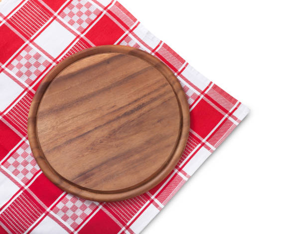 istock Pizza board, napkin with shadow isolated. Top view mockup 872831854