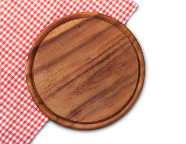 istock Pizza board, napkin with shadow isolated. Top view mockup 872831860