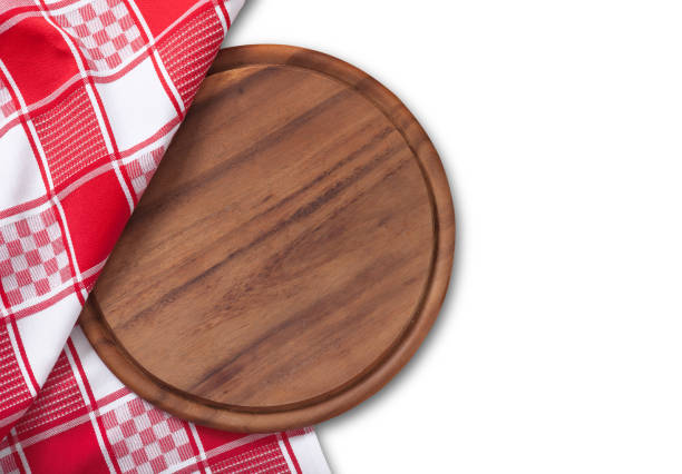 istock Pizza board, napkin with shadow isolated. Top view mockup 872831866