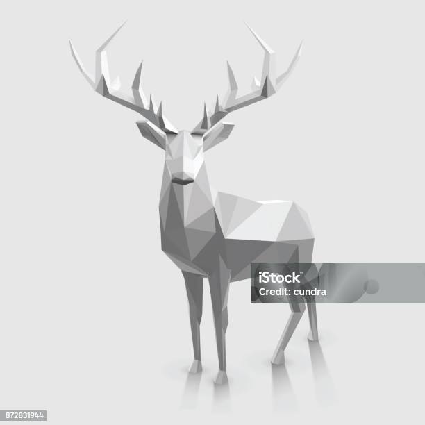 Vetores de Stag Low Poly e mais imagens de Veado - Veado, Natal, Modelagem Low Poly