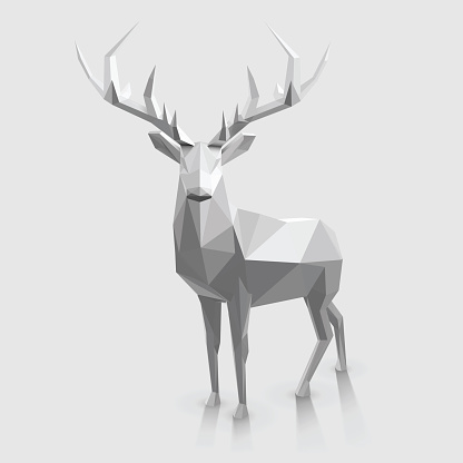 Polygonal animal illustration. Christmas graphic element.