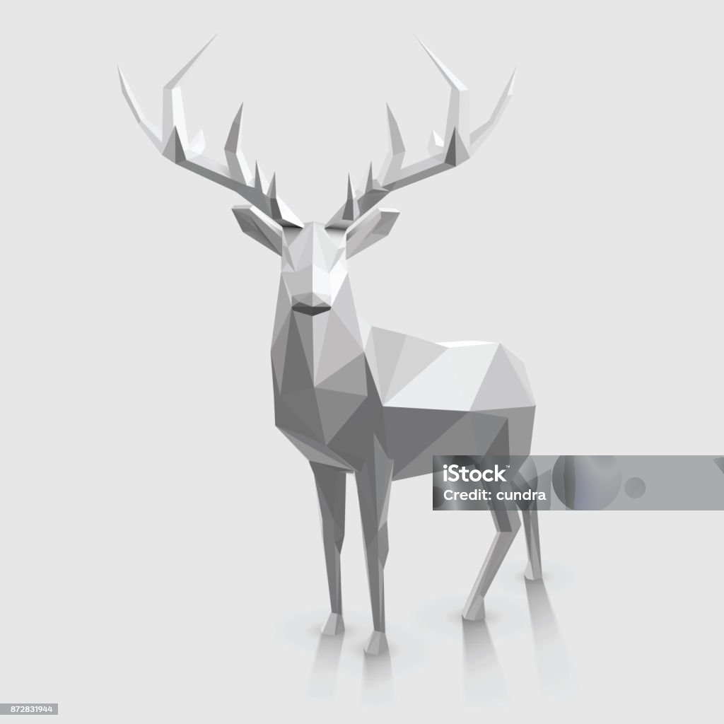 Low Poly Stag Polygonal animal illustration. Christmas graphic element. Deer stock vector