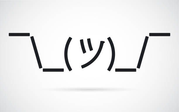 Shrug-mug emoji Stylized line person shrugging its shoulders indicating lack of knowledge, and care. shrug stock illustrations