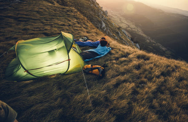istock Young Hikers Camping on Top of Hill 872832320