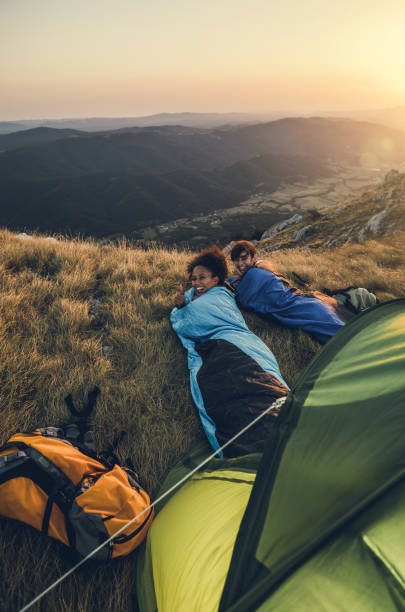 istock Young Hikers Camping on Top of Hill 872832322