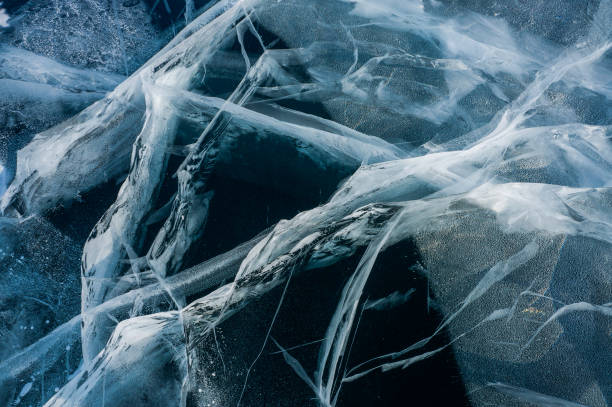 istock cracks of frozen water 872837118