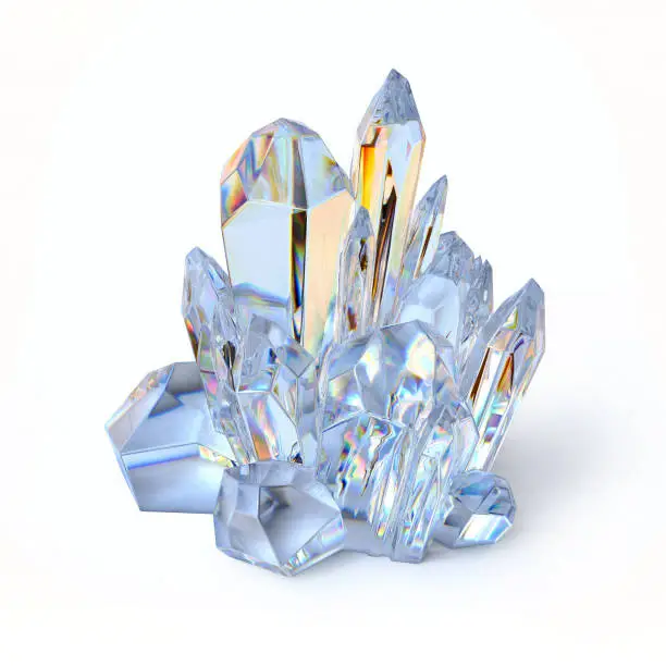 Blue crystal 3d rendering isolated illustration
