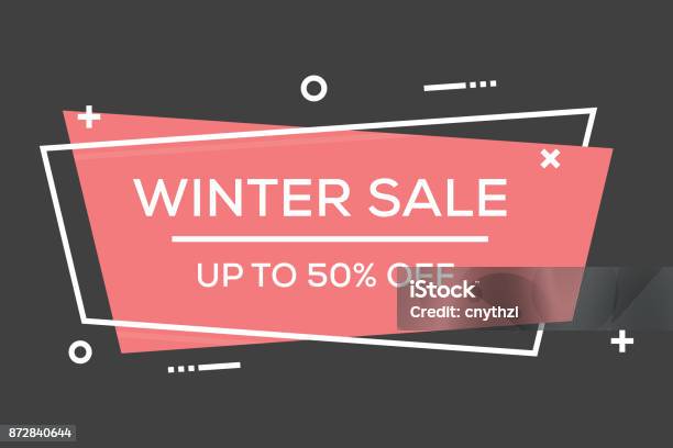 Winter Sale Flat Line Banner Stock Illustration - Download Image Now - Web Banner, Sale, Giving