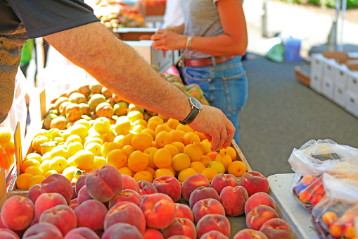 Fresh organic fruits at the local farmers' market.
