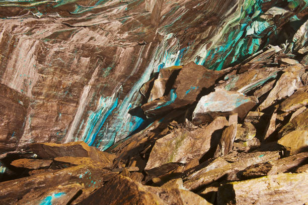 Abstract texture of oxidated copper in the copper mine.