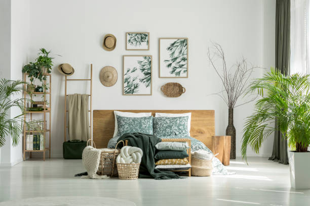 istock Traveler's bedroom with plants 872868950