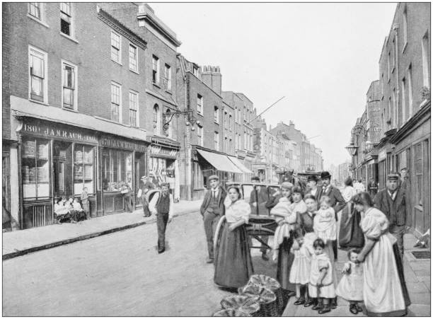 Antique photograph of London: St George's Street Antique photograph of London: St George's Street london england photos stock illustrations