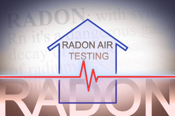 the danger of radon gas in our homes - concept image with check-up chart about radon level testing - radium imagens e fotografias de stock
