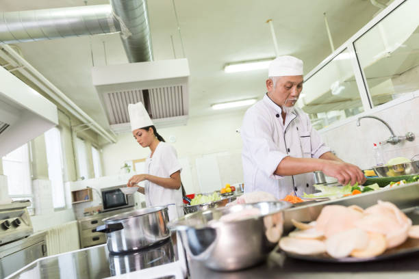 istock Chef preparing asian food in restaurant's kitchen 872874676
