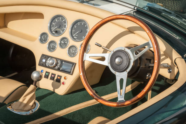 luxury sports car interior - collectors car dashboard odometer mode of transport imagens e fotografias de stock