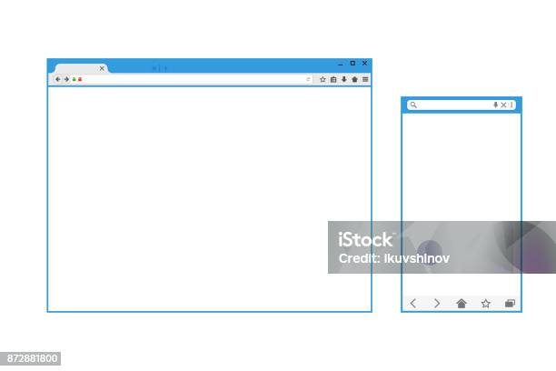 Set Of Flat Blank Browser Windows For Different Devices Vector Computer Tablet Phone Sizes Stock Illustration - Download Image Now