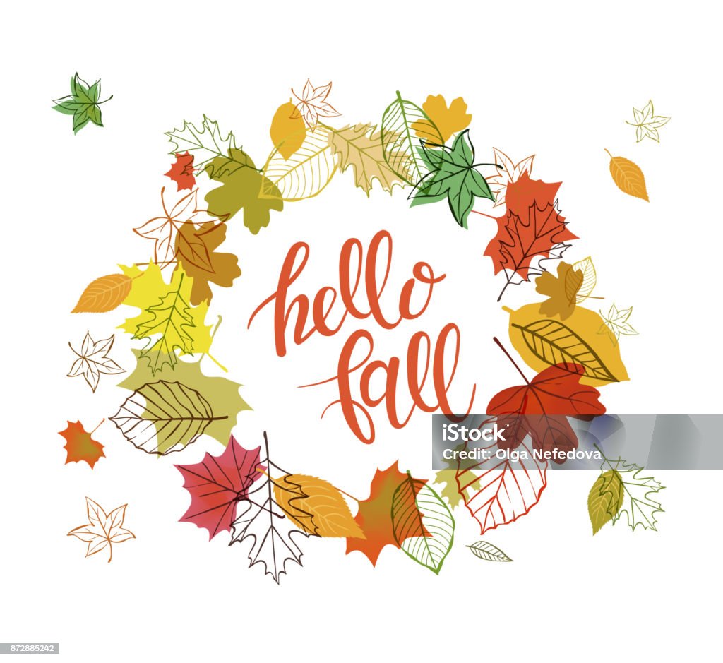 Autumn design with falling leaves Autumn design. Vector illustration Autumn falling leaves doodle style. Templates for placards, banners, flyers, presentations, reports. Autumn stock vector