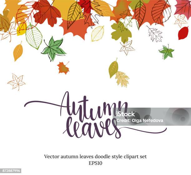 Im Herbst Fallen Blätter Design Stock Vektor Art und mehr Bilder von Herbst - Herbst, Fallen, Bildhintergrund