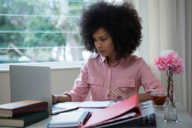 istock Woman using laptop at home 872892038