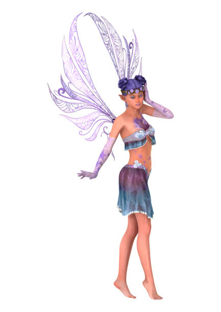 istock 3D rendering purple fairy on white 872903658