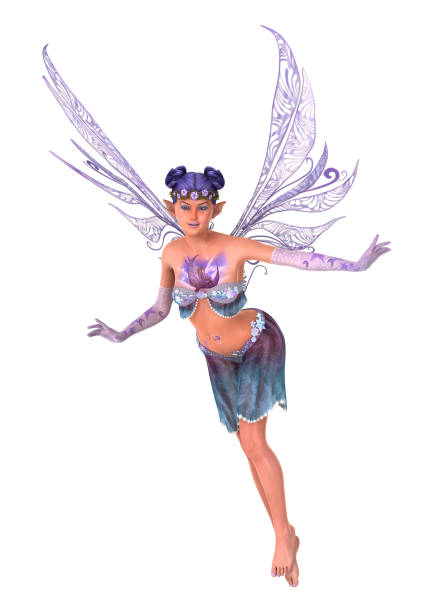 istock 3D rendering purple fairy on white 872903668
