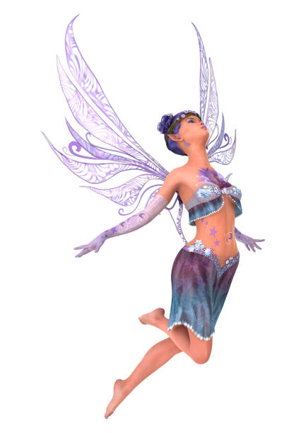 istock 3D rendering purple fairy on white 872903682