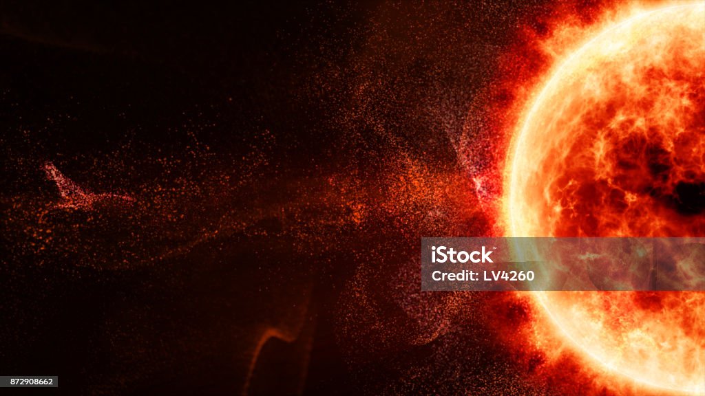 HUD Sun Solar Flare Particles coronal mass ejections Hi-tech user interface head up display Sun Solar Flare Particles for background computer desktop screen display Abstract Stock Photo