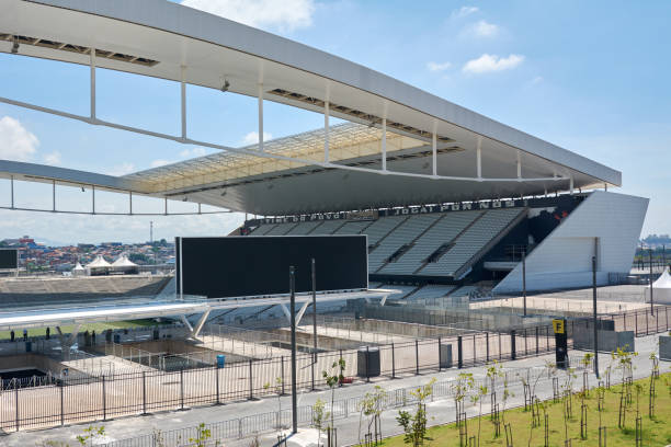 Stadium of Sport Club Corinthians Paulista in Sao Paulo, Brazil. Sao Paulo, Btazil - February 19, 2016: Arena Corinthians in Itaquera. The Arena is new stadium of Sport Club Corinthians Paulista and was the Arena for the 2014 World Cup. corinthians fc stock pictures, royalty-free photos & images