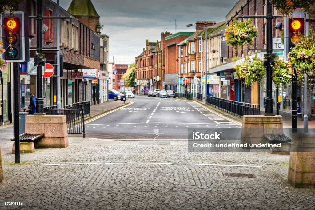 KILMARNOCK TOWN, SCOTLAND - OCTOBER 18, 2017: Titchfield Street and tail end of Kind street as the both run into one another. Titchfield Street Kilmarnock Town Stock Photo