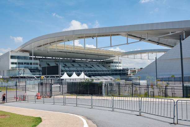 Stadium of Sport Club Corinthians Paulista in Sao Paulo, Brazil. Sao Paulo, Btazil - February 19, 2016: Arena Corinthians in Itaquera. The Arena is new stadium of Sport Club Corinthians Paulista and was the Arena for the 2014 World Cup. corinthians fc stock pictures, royalty-free photos & images