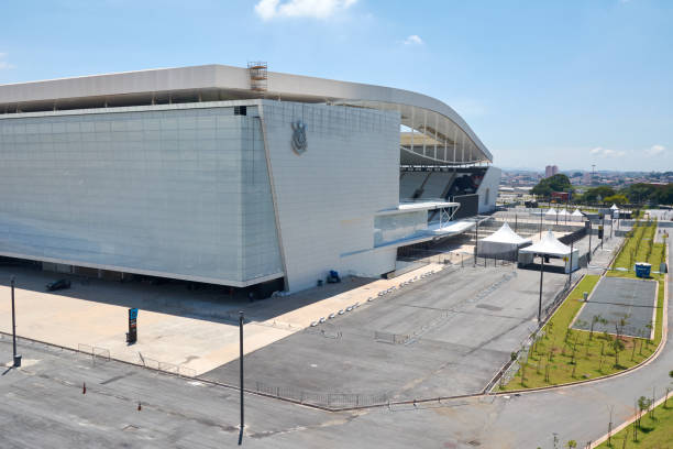 Stadium of Sport Club Corinthians Paulista in Sao Paulo, Brazil. Sao Paulo, Btazil - February 19, 2016: Arena Corinthians in Itaquera. The Arena is new stadium of Sport Club Corinthians Paulista and was the Arena for the 2014 World Cup. corinthians fc stock pictures, royalty-free photos & images