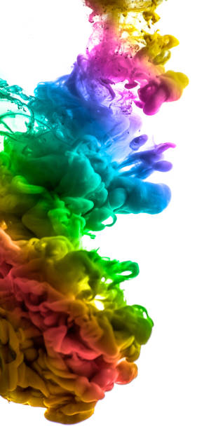 istock Acrylic colors and ink in water. Abstract frame background. Isolated on white 872916086