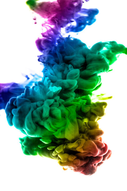 istock Acrylic colors and ink in water. Abstract frame background. Isolated on white 872916412