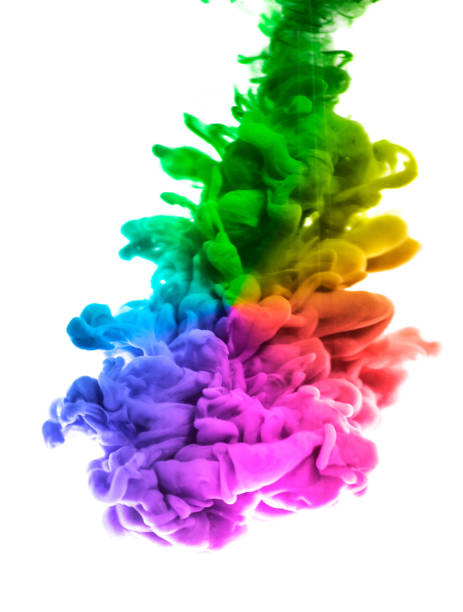 istock Acrylic colors and ink in water. Abstract frame background. Isolated on white 872916450