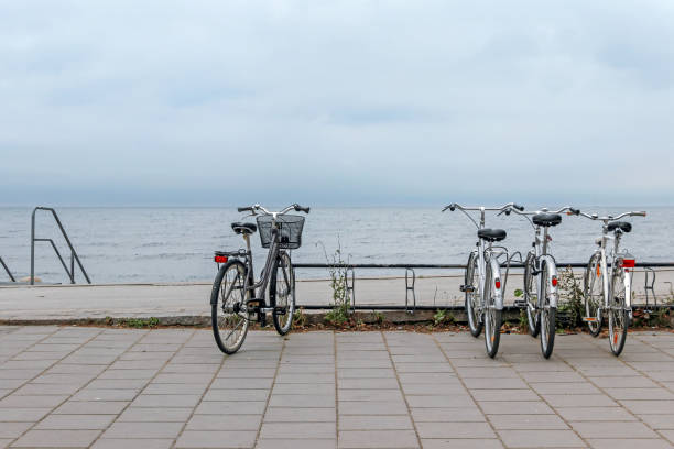 istock bike stand in front of ocean 872928078