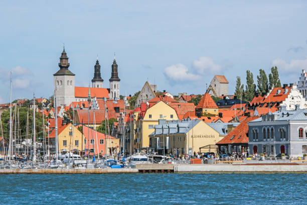 view of visby from harbor view of visby from harbor gotland stock pictures, royalty-free photos & images