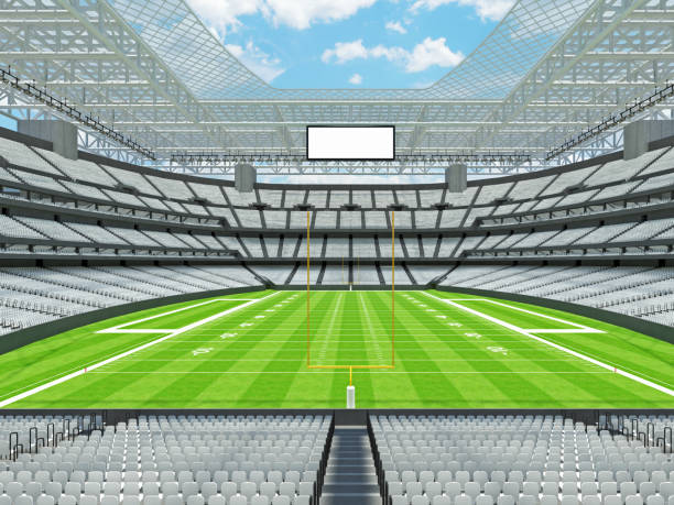 istock Modern American football Stadium with white seats 872934530