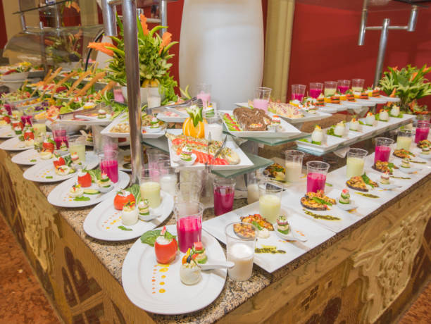 Selction of salad food at a restaurant buffet