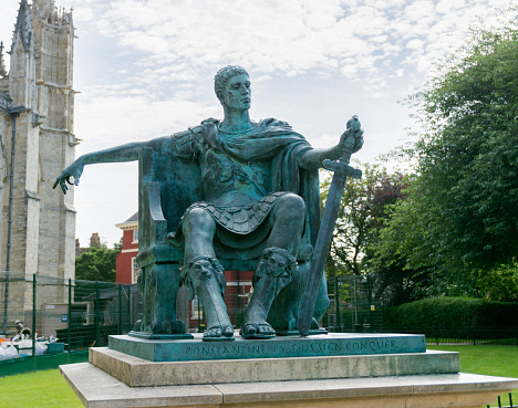 Emperor Constantine in bronze at York Minster cathedral where he was proclaimed Emperor of Rome in 306 ad