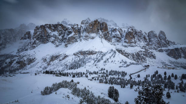 Beautiful winter landscape in the Dolomites