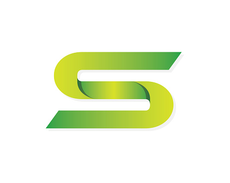 Modern Green Steel Ribbon S Letter Alphabet Symbol, Suitable For Technology, Renewable Energy Industry, Finance, Creative, Marketing And Other Digital Business Related Company