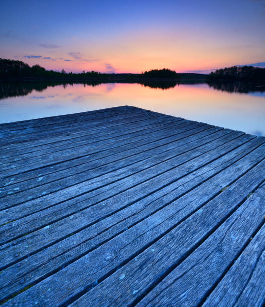 istock Lake after Sunset, Wooden Pier 872947278