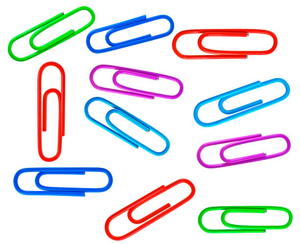 istock Set of different colored paperclips on a white background 872952958