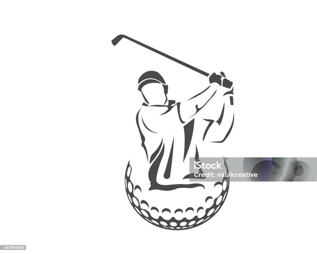 Passionate Professional Golf Athlete Illustration Modern Passionate Golf Athlete In Swinging Pose Symbol Illustration Golf stock vector