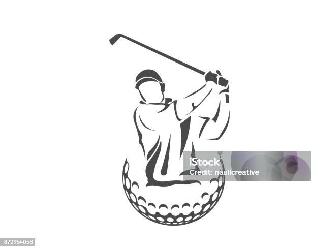Passionate Professional Golf Athlete Illustration Stock Illustration - Download Image Now - Golf, Golf Ball, Vector