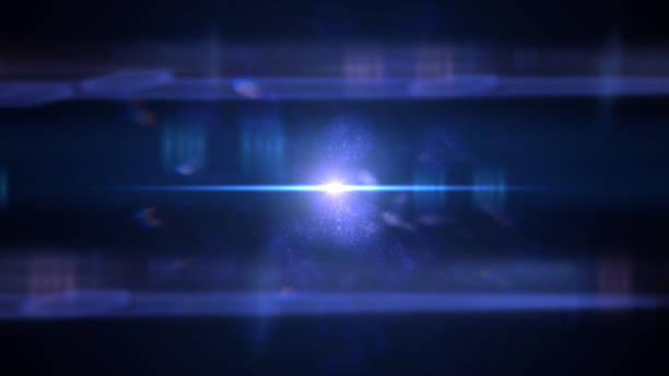 istock intense blue lens flare effect overlay texture with anamorphic light streaks and bokeh effect in front of a black background 872957296