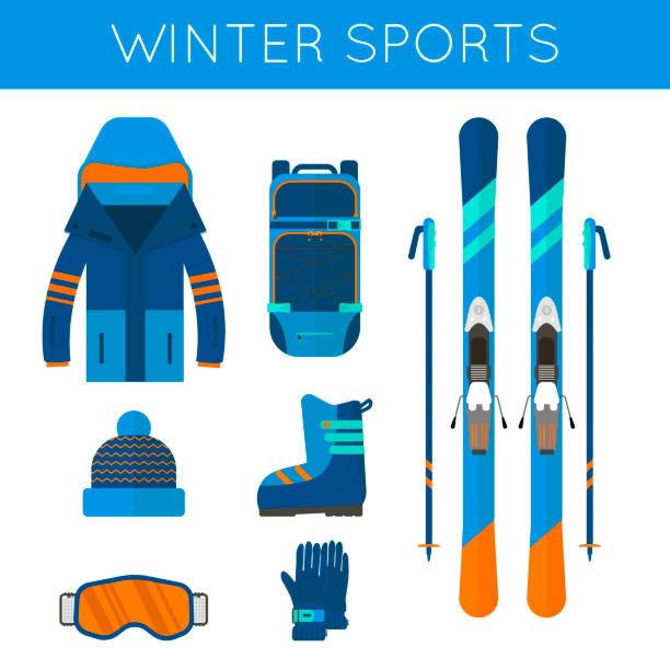 istock Winter sport icons collection. Skiing and snowboarding set equip 872960182