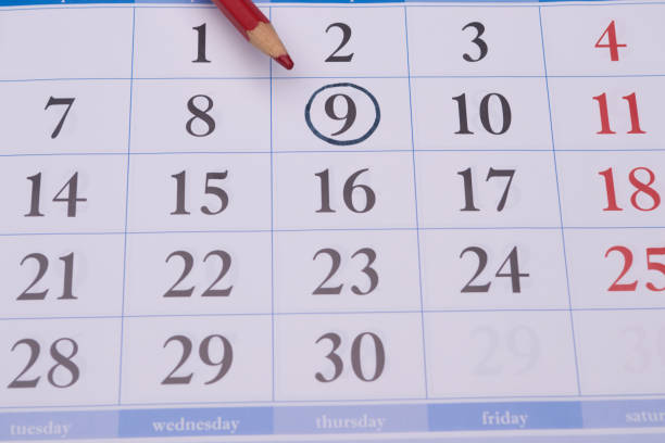istock calendar with a red pencil and circle 872960468